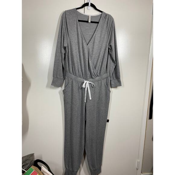 SLEEP by Cacique Heather Gray Long Sleeve Jumpsuit Pajamas Size 14 / 16 - Picture 8 of 10